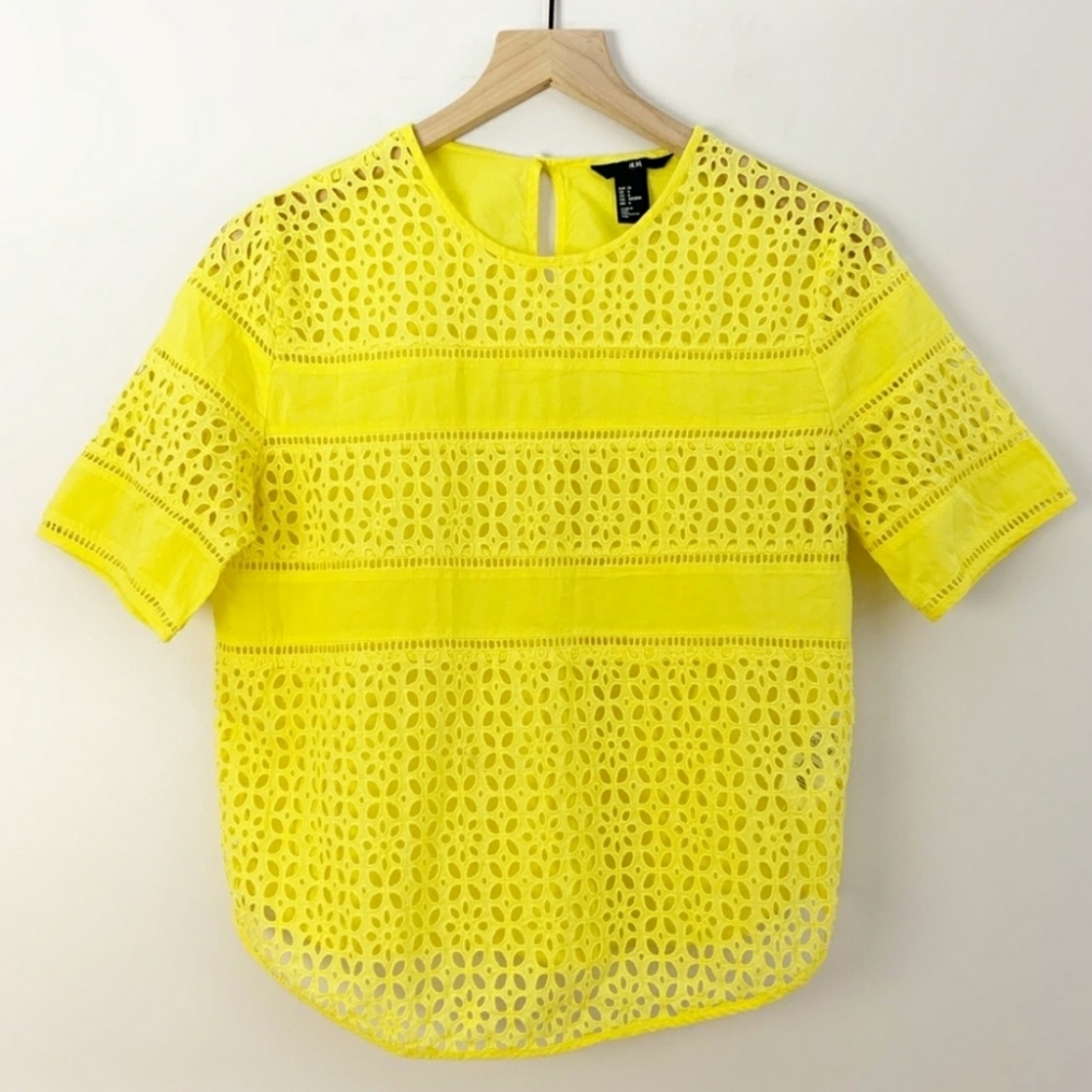 H&M yellow eyelet top - Picture 3 of 3
